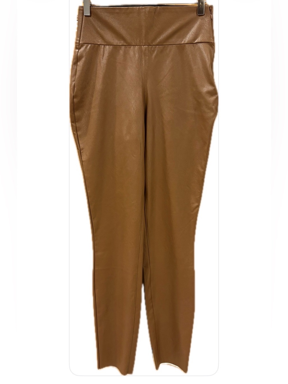 PAIGE NWOT Dark Argan Faux Leather Flat Front Side Zip Pockets Skinny Pants M